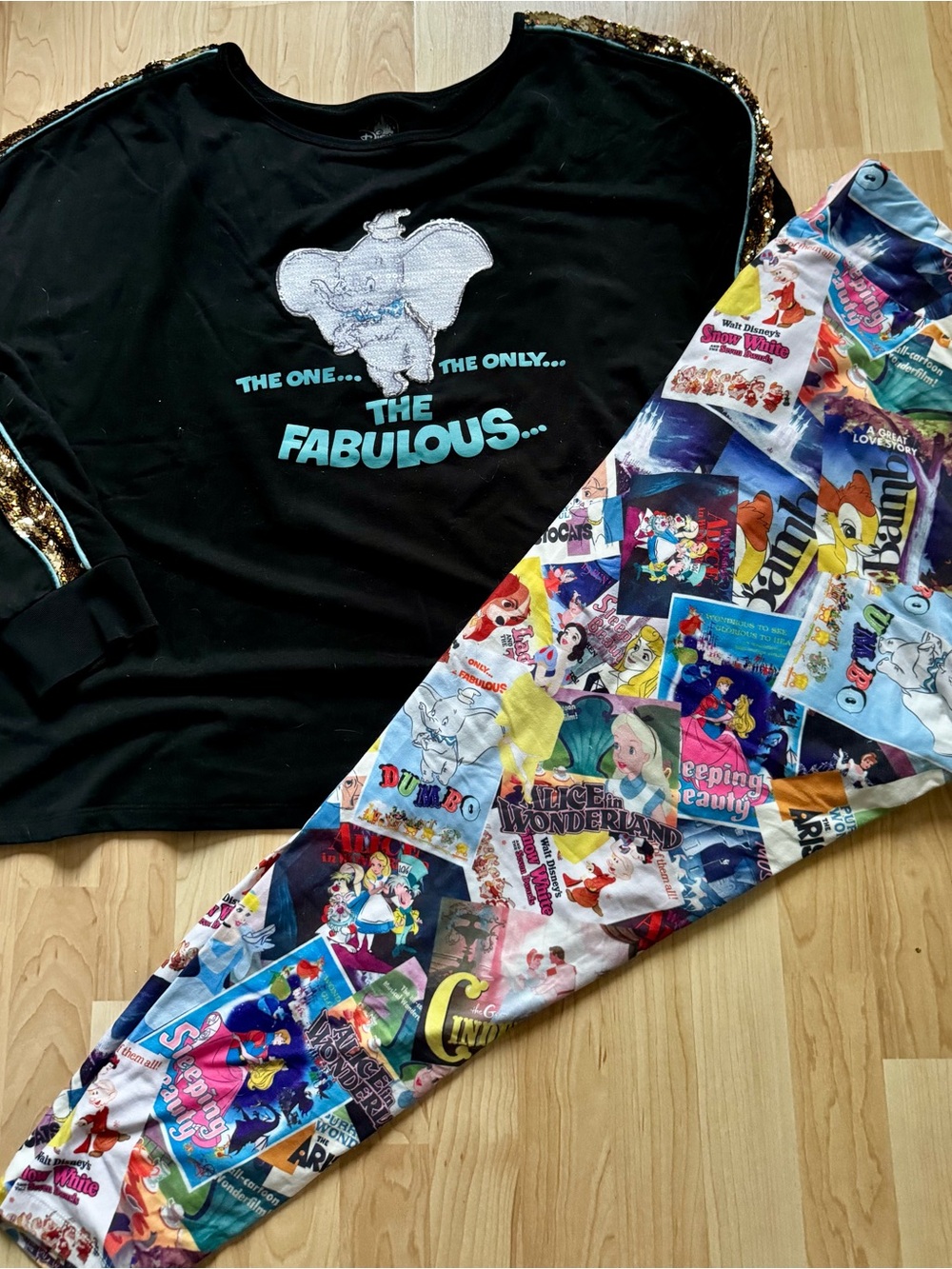 Matching Sequin Dumbo Graphic Tee with Disney Movie leggings.